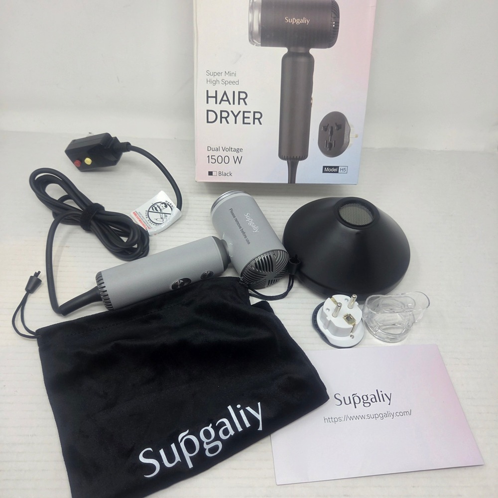 Supgaliy Hair Dryer Women OS Black Dual Voltage 1500W Mini Travel H5 NWOT